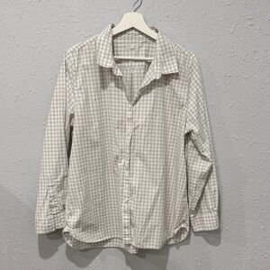 Garnet Hill Women’s Light Gray Gingham Button-Down Shirt Size 16